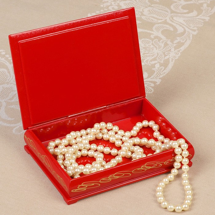 Шкатулка «Жостово», красная, 11×16 см, лаковая миниатюра