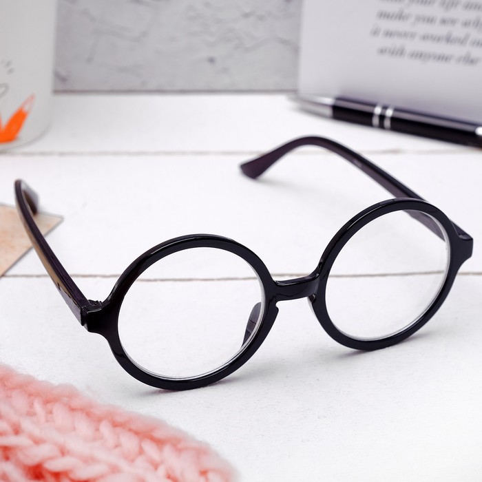 Очки "Круглые" стиляги, оправ пластик, линза пластик, неотгибающаяся дужка, цвет чёрный, -3,25