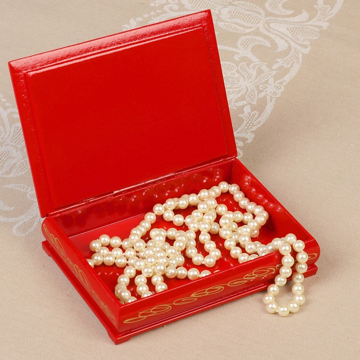 Шкатулка «Гуляния», красная, 11×16 см, лаковая миниатюра