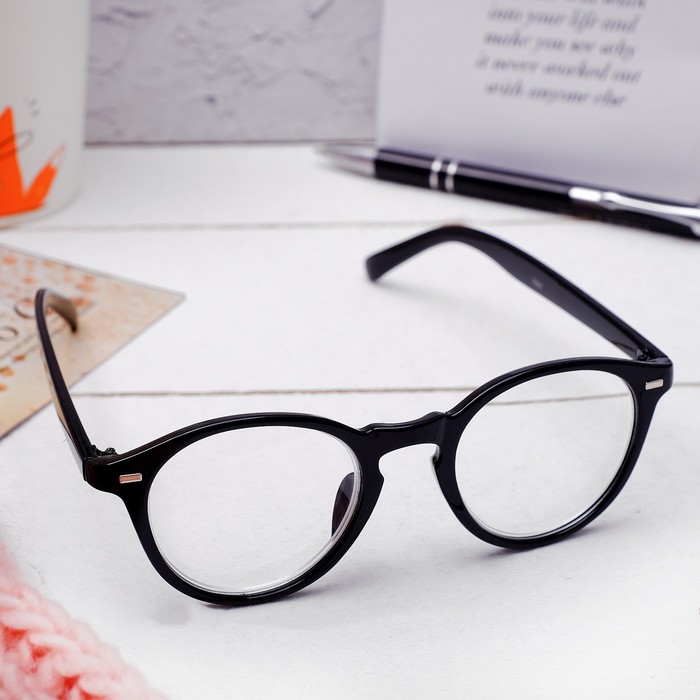 Очки "Круглые" пижон, оправа пластик, линза пластик, неотгибающаяся дужка, цвет чёрный, -1,25