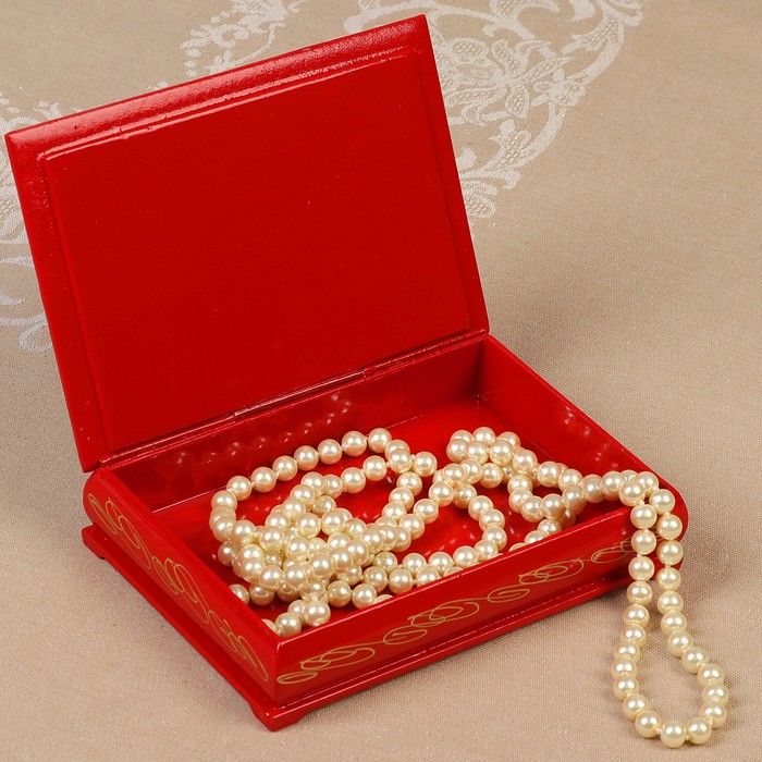 Шкатулка «Тропинка», 11×16×5,5 см, красная, лаковая миниатюра