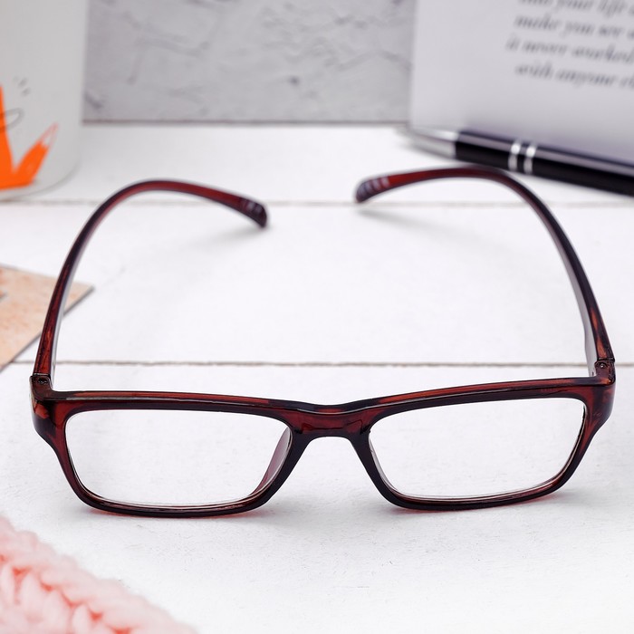 Очки "Прямоугольные" удлинённая дужка, пластина пласт, линза пластик, неотгибающаяся дужка, цвет МИКС, +1