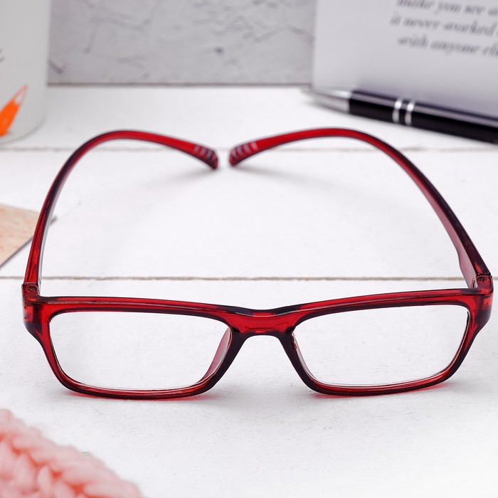 Очки "Прямоугольные" удлинённая дужка, пластина пласт, линза пластик, неотгибающаяся дужка, цвет МИКС, +1