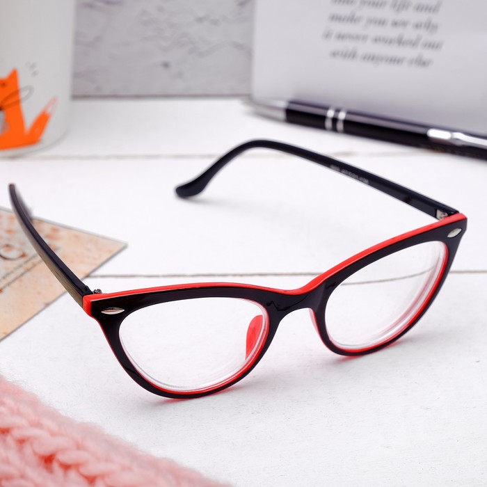 Очки "Кошачий глаз" с удлинённой дужкой, пластин пластик, линза пластик, неотгибающаяся дужка, цвет МИКС, -2,75