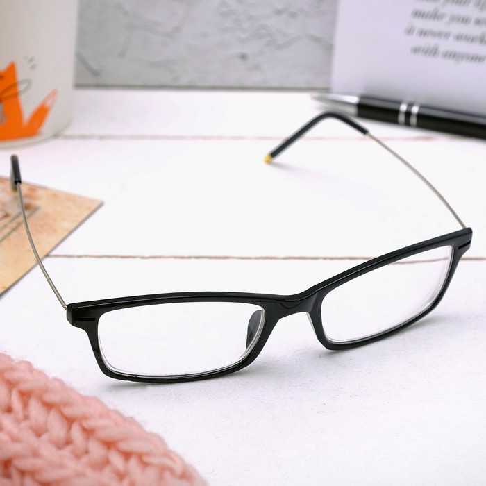 Очки "Прямоугольные" золотой кончик, пластина пластик, линза пластик, неотгибающаяся дужка, цвет МИКС, -3,25