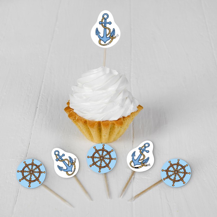 Набор для украшения праздника "Морское путешествие" Наклейки, 12 шпажек