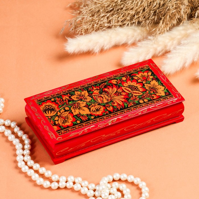 Шкатулка - купюрница «Узоры», 8,5×17 см, красная, лаковая миниатюра шкатулка купюрница ландыши 8 5×17 см лаковая миниатюра