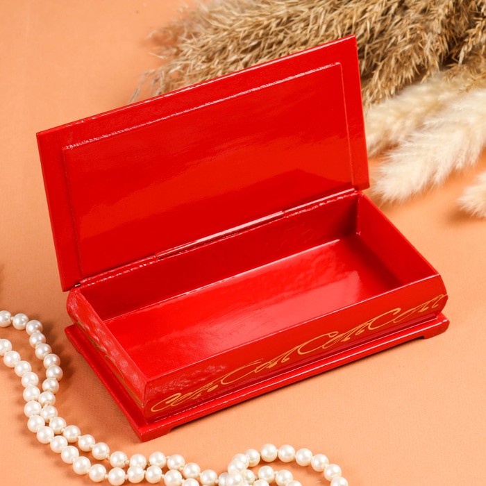 Шкатулка - купюрница «Узоры», 8,5×17 см, красная, лаковая миниатюра