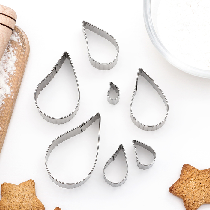 Набор форм для вырезания печенья "Капля рифленая", 7 шт