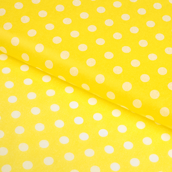 Бумага упаковочная тишью "Горох", желтый, 50 х 66 см