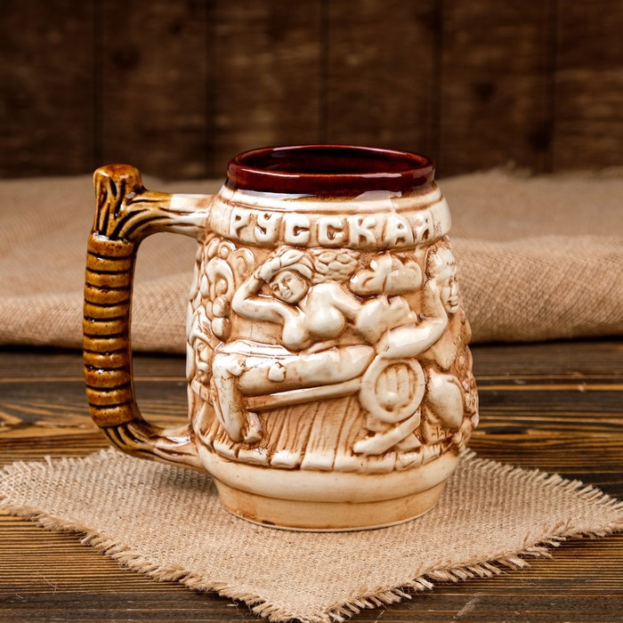 Кружка для пива 1 л "Русская банька"