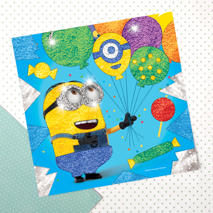 Фреска с блестками и фольгой "Шарики" Гадкий Я + 9 цв песка 4 гр, блестки 2 гр