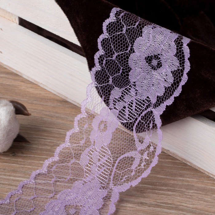 Кружево капроновое, 60мм, 10±1м, цвет сиреневый