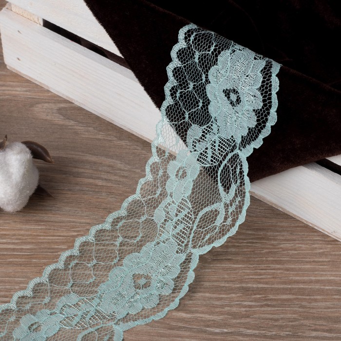 Кружево капроновое, 60мм, 10±1м, цвет салатовый