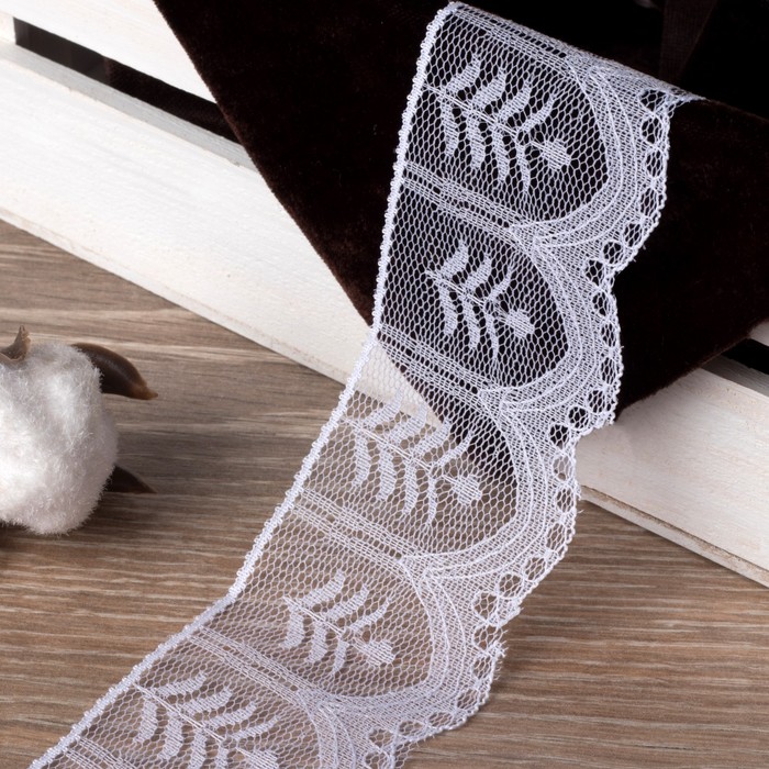 Кружево капроновое, 50мм, 10±1м, цвет белый