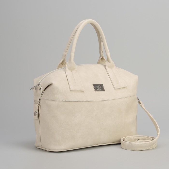 Сумка женская, отдел на молнии, наружный карман, длинный ремень, цвет молочный