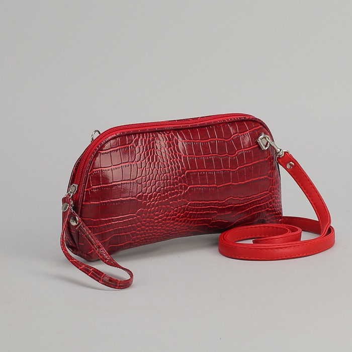 Сумка женская, отдел на молнии, длинный ремень, цвет красный