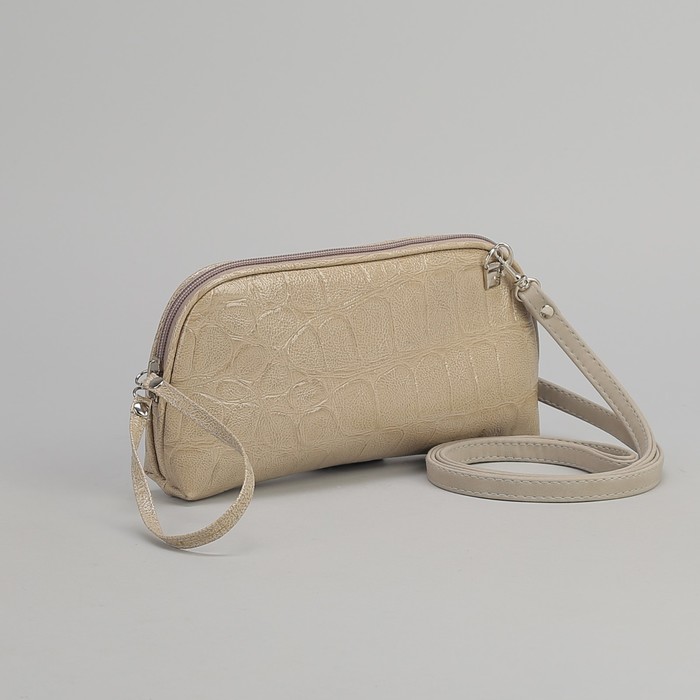 Сумка женская, отдел на молнии, длинный ремень, цвет серый