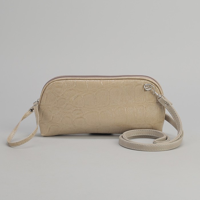 Сумка женская, отдел на молнии, длинный ремень, цвет серый