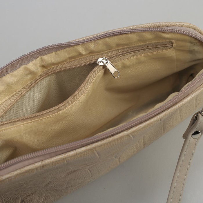 Сумка женская, отдел на молнии, длинный ремень, цвет серый