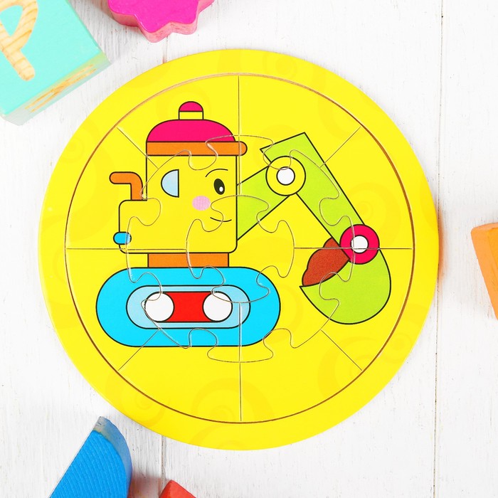 Пазл-круг "Экскаватор"