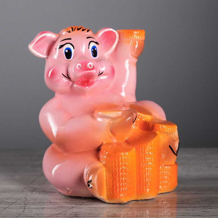 Копилка "Хрюша на монетах"