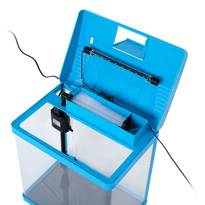 Аквариум SeaStar LS-380F, 30 л, голубой (в комплекте LED-лампа, -топ-фильтр)