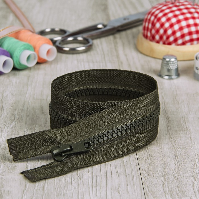 Молния "Трактор" №5, 30см, разъёмная, 1 замок, цвет хаки