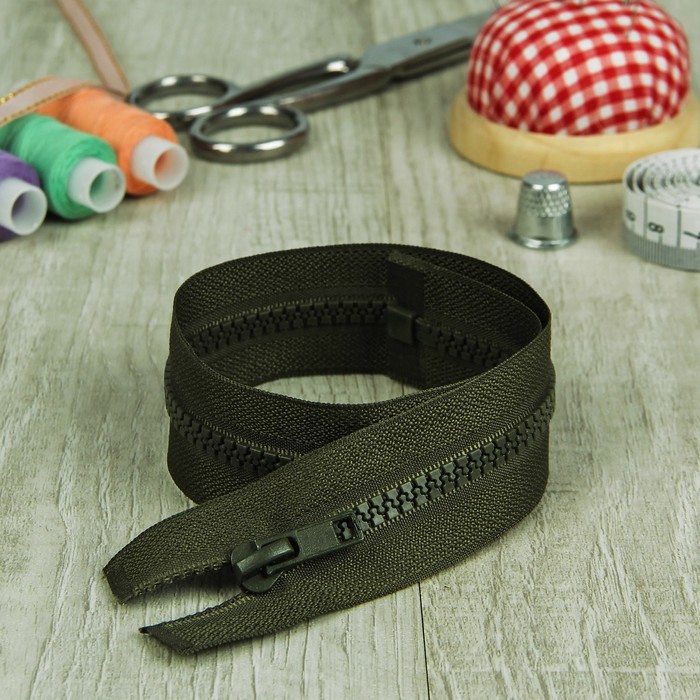 Молния "Трактор" №5, 40см, разъёмная, 1 замок, цвет хаки