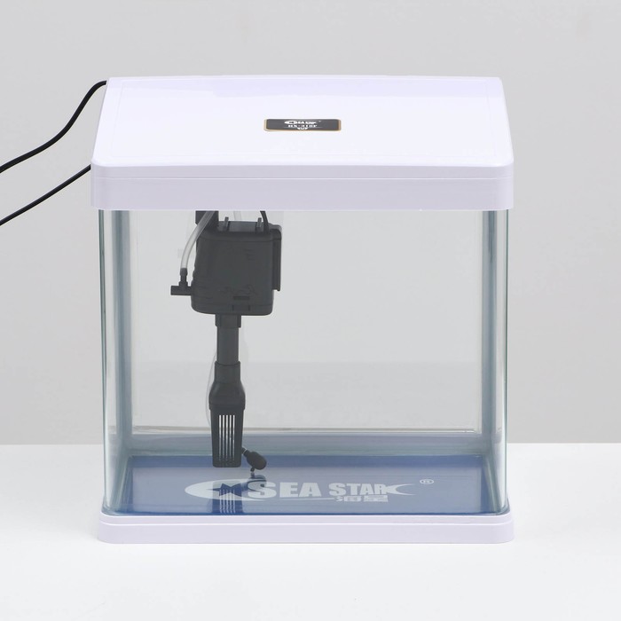 фото Аквариум seastar hx-318f в комплекте: led-лампа 7 режимов, фильтр, 18 л, белый sea star