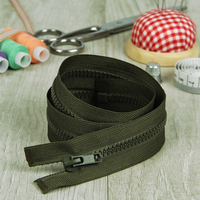 Молния "Трактор" №5, 70см, разъёмная, 1 замок, цвет хаки