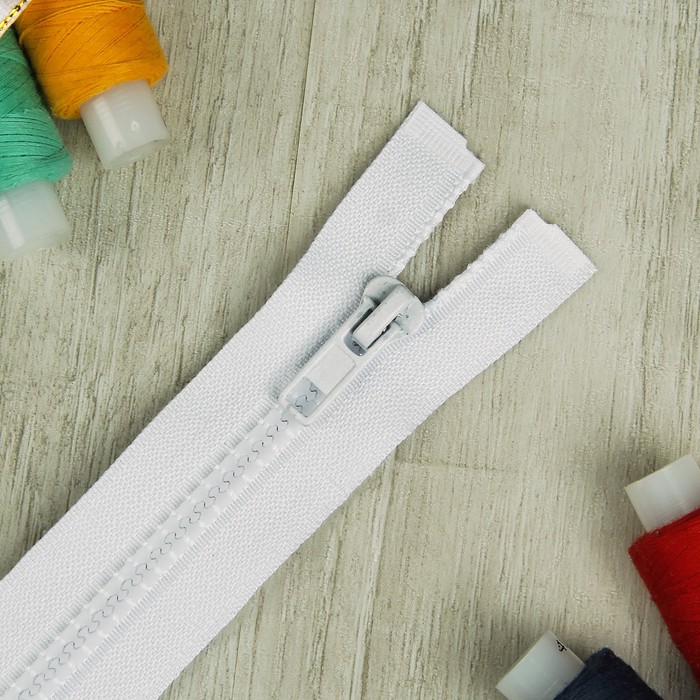 Молния "Трактор" №5, 80см, разъёмная, 1 замок, цвет белый