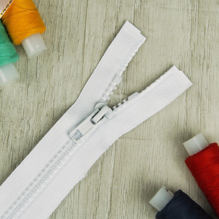 Молния "Трактор" №5, 80см, разъёмная, 1 замок, цвет белый