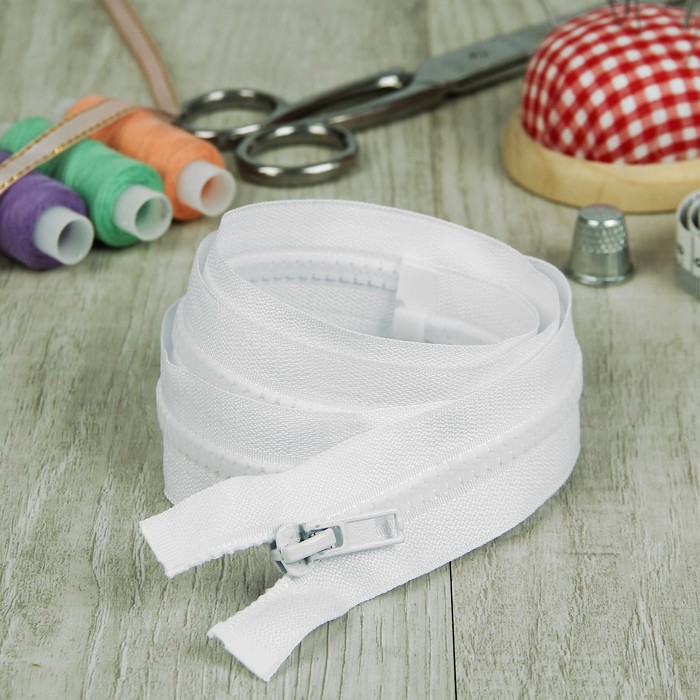 Молния "Трактор" №5, 90см, разъёмная, 1 замок, цвет белый