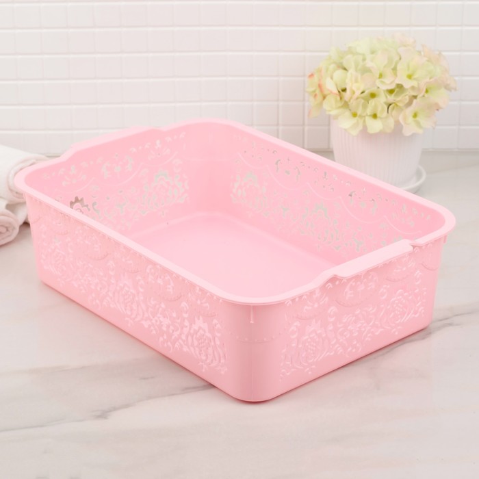 Корзина для хранения 27х18,5х14 см "Кружева", цвета МИКС