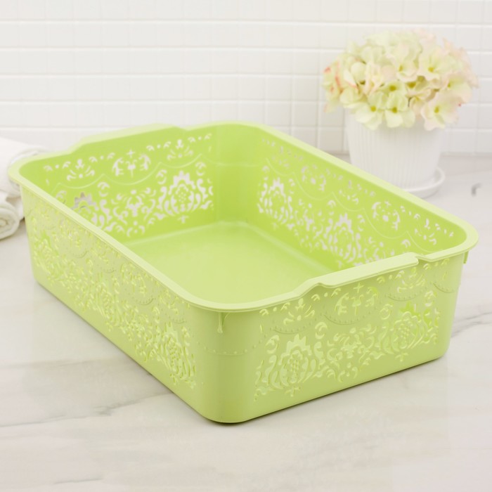 Корзина для хранения 27х18,5х14 см "Кружева", цвета МИКС