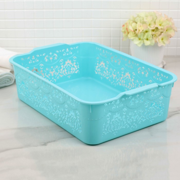 Корзина для хранения 27х18,5х14 см "Кружева", цвета МИКС