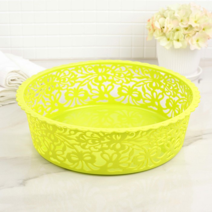 Корзина для хранения 26х26х7,5 см "Бантики", цвет МИКС