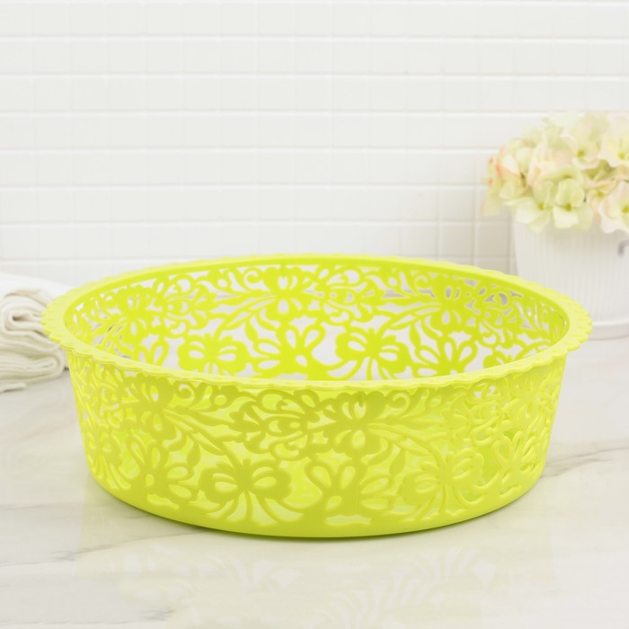 Корзина для хранения 26х26х7,5 см "Бантики", цвет МИКС