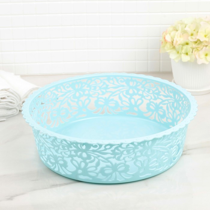 Корзина для хранения 26х26х7,5 см "Бантики", цвет МИКС