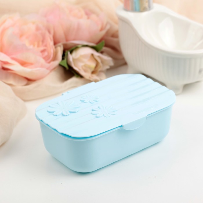 Мыльница шкатулка 12,5х9х4 см "Полянка", цвет МИКС