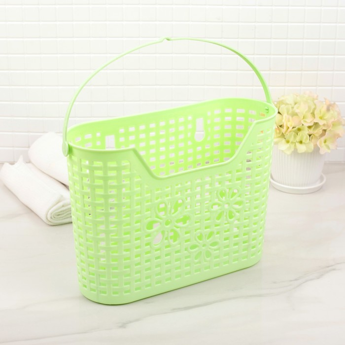 Корзина для хранения с ручками 23х8х18,5 см "Цветы", цвет МИКС