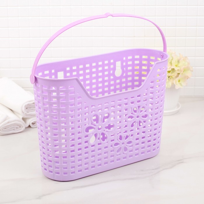 Корзина для хранения с ручками 23х8х18,5 см "Цветы", цвет МИКС