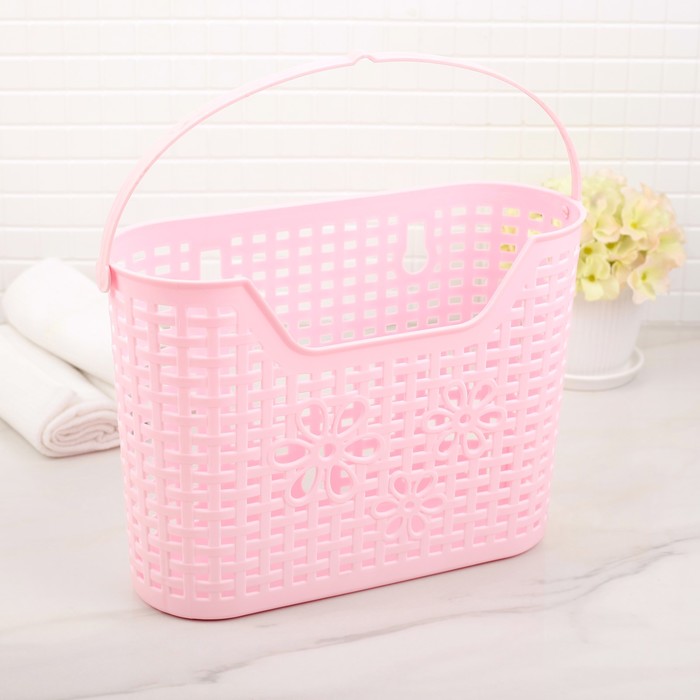 Корзина для хранения с ручками 23х8х18,5 см "Цветы", цвет МИКС