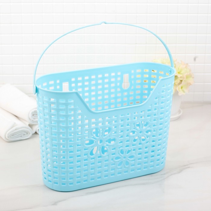 Корзина для хранения с ручками 23х8х18,5 см "Цветы", цвет МИКС