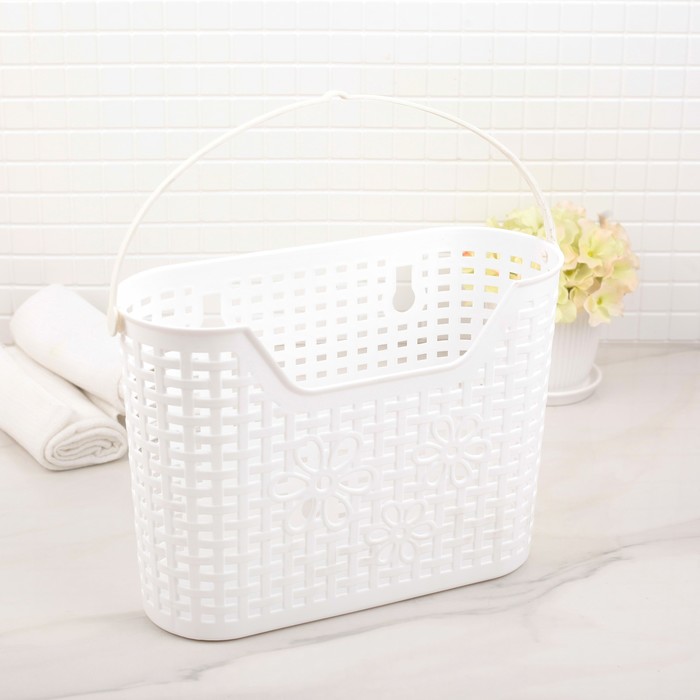 Корзина для хранения с ручками 23х8х18,5 см "Цветы", цвет МИКС