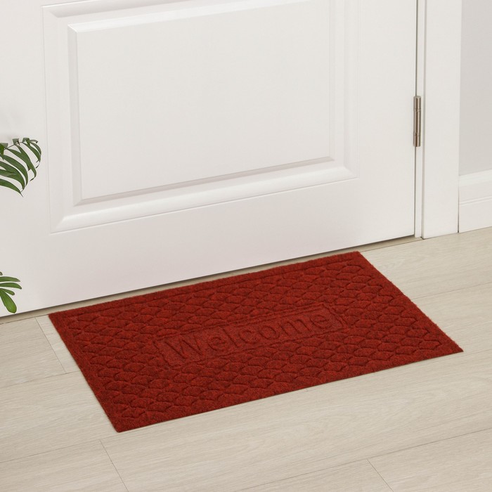 Коврик придверный "Рябь Welcome", без окантовки, цвет МИКС