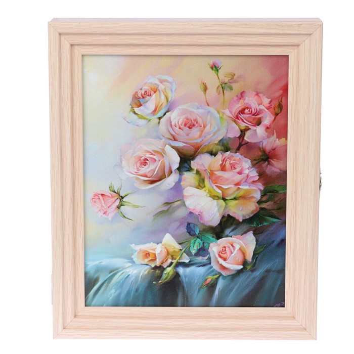 Ключница пирамида "Розовое утро" Выбеленный дуб 30х25х5 см