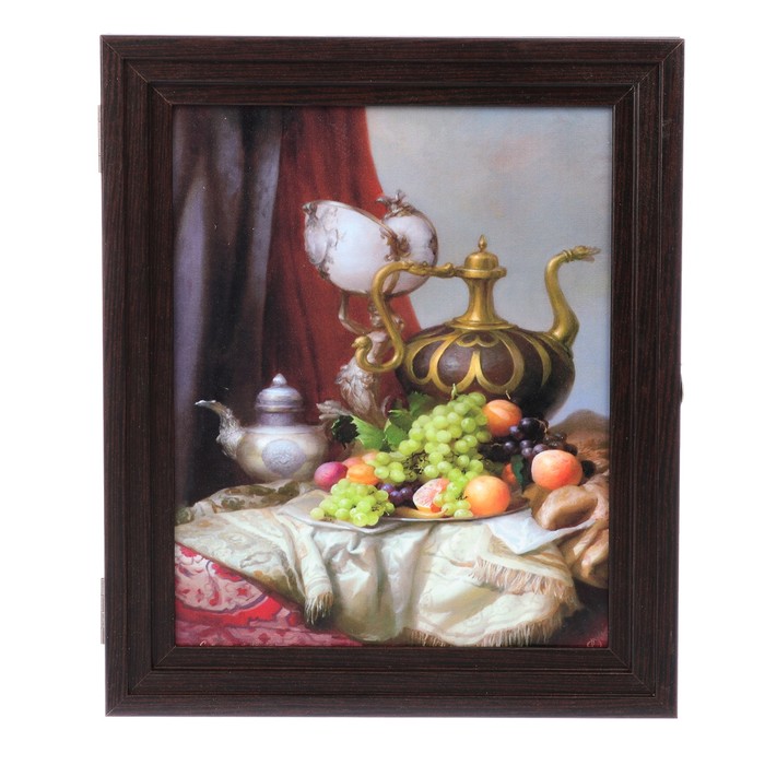 Ключница пирамида "Натюрморт с голландским бокалом" Венге 30х25х5 см