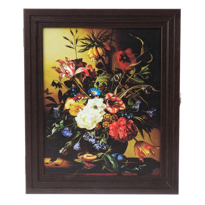 Ключница пирамида "Натюрморт с цветами" Венге 30х25х5 см